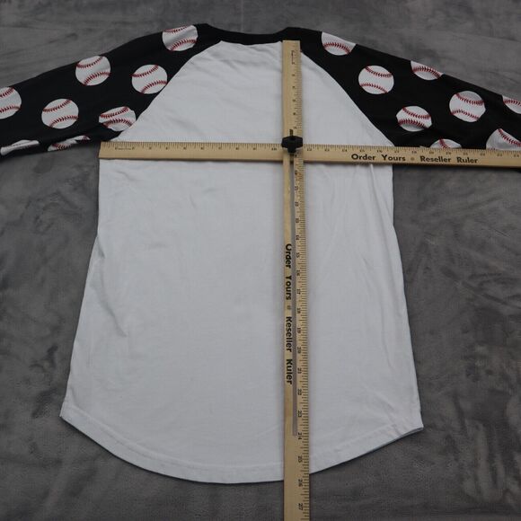 Raglan Shirt Womens M Multicolor Quarter Sleeve Round Neck Graphic Print Tee - Picture 2 of 14